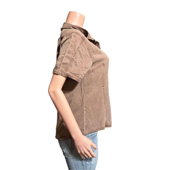 Pulp women short sleeve cedar tencel button up blouse S - Picture 5 of 6